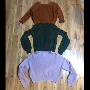 3 crop sweaters lot. Different brands. Size Medium